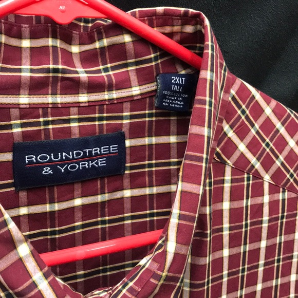 Men’s long sleeve red plaid dress shirt 2XLT - Picture 3 of 3